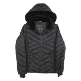 NAUTICA Womens Black Polyester Blend Quilted Jacket S Zip Hooded