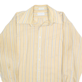 JONATHAN'S Mens Yellow & White Striped Shirt XL Classic Button-Up Long Sleeve