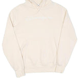CHAMPION Womens Cream Hoodie L Cotton Pullover Drawstring