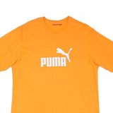 PUMA Mens Orange Cotton Blend T-Shirt M Short Sleeve Crew Neck Puma Logo