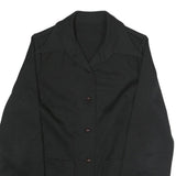 Womens Black Button Jacket M Polyester Blend Plain Classic Relaxed Fit