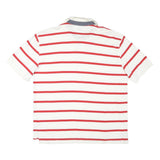 TOMMY HILFIGER Mens White & Red Striped Short Sleeve Polo Shirt 2XL Cotton Blend