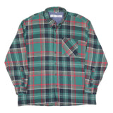 Mens Green Black Red Plaid Cotton Shirt XL Button Collar Casual Classic Style