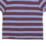GAP Mens Maroon & Blue Striped T-Shirt XL Short Sleeve Crew Neck Casual Cotton