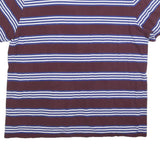 GAP Mens Maroon & Blue Striped T-Shirt XL Short Sleeve Crew Neck Casual Cotton