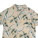 ISLAND SHORES Mens Beige Tropical Leaf Print Casual Shirt XL Lightweight Cotton