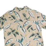 ISLAND SHORES Mens Beige Tropical Leaf Print Casual Shirt XL Lightweight Cotton