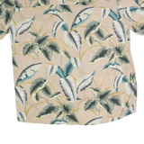 ISLAND SHORES Mens Beige Tropical Leaf Print Casual Shirt XL Lightweight Cotton