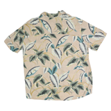ISLAND SHORES Mens Beige Tropical Leaf Print Casual Shirt XL Lightweight Cotton