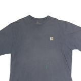 CARHARTT Mens Blue T-Shirt XL Short Sleeve Crew Neck Workwear Pocket Cotton