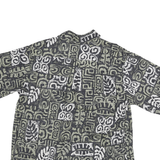 GO BAREFOOT Mens Green & White Cotton Blend Shirt XL Abstract Print Casual