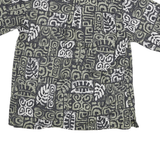GO BAREFOOT Mens Green & White Cotton Blend Shirt XL Abstract Print Casual