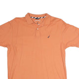 NAUTICA Mens Orange Short Sleeve Plain M Polo Shirt Cotton Summer Casual
