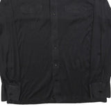 BARBADOS Mens Black Shirt L Polyester Blend Long Sleeve Button Closure