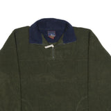 ROUNDY RIDGE Mens Green Navy Polyester Plain 1/4 Zip Pullover Jumper M Outdoor
