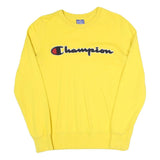 CHAMPION Mens Yellow Cotton Blend Crew Neck XS Logo Sweatshirt Pullover