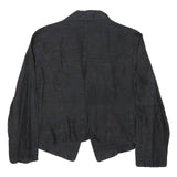 LUXURY Womens Black Rayon Tailored Jacket S Button Closure Plain Elegant