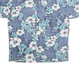 PACIFIC SCENE Mens Blue & White Floral Cotton Shirt L Hawaiian Style Casual