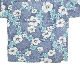 PACIFIC SCENE Mens Blue & White Floral Cotton Shirt L Hawaiian Style Casual