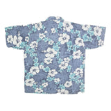 PACIFIC SCENE Mens Blue & White Floral Cotton Shirt L Hawaiian Style Casual