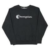 CHAMPION Mens Black Cotton Blend Crew Neck M Sweatshirt Classic Logo Pullover