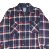 OUTDOOR EXCHANGE Mens Blue & Maroon Check Shirt M Cotton Long Sleeve Button Up