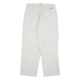DICKIES Mens Cotton Blend White Relaxed Cargo Trousers W30 L28 Workwear Zip