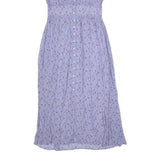 Womens Blue Floral Day Dress Polyester Short Sleeve Midi Size S Lightweight