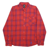 ADIDAS Mens Red & Purple Plaid Shirt M Cotton Blend Casual Long Sleeve Button