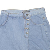 BOLERO Womens Blue Denim Mini Cotton Blend Skater Skirt M Button Fastening