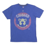 MAJESTIC Mens Blue Chicago Cubs Baseball Graphic T-Shirt M Short Sleeve Crew