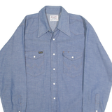 WRANGLER Mens Blue Western Shirt M Cotton Blend Classic Fit Snap Button