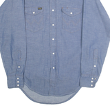 WRANGLER Mens Blue Western Shirt M Cotton Blend Classic Fit Snap Button