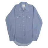 WRANGLER Mens Blue Western Shirt M Cotton Blend Classic Fit Snap Button