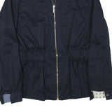 TOMMY HILFIGER Womens Navy Blue Zip Up Cotton Blend Jacket S Plain Casual