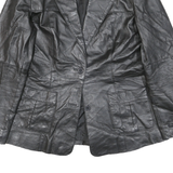 NEWPORT NEWS Womens Black Leather Button Jacket UK 12 Tailored Plain Stylish