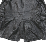 NEWPORT NEWS Womens Black Leather Button Jacket UK 12 Tailored Plain Stylish