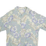 PIERRE CARDIN Mens Blue & Cream Floral Rayon Shirt L Summer Casual