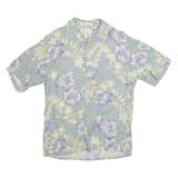 PIERRE CARDIN Mens Blue & Cream Floral Rayon Shirt L Summer Casual