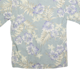 PIERRE CARDIN Mens Blue & Cream Floral Rayon Shirt L Summer Casual