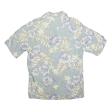 PIERRE CARDIN Mens Blue & Cream Floral Rayon Shirt L Summer Casual