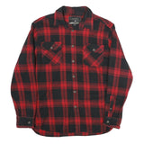 JACHS Mens Red & Black Check Shirt L Long Sleeve Button Closure Casual Flannel