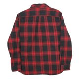 JACHS Mens Red & Black Check Shirt L Long Sleeve Button Closure Casual Flannel