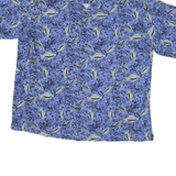 ROYAL ROBINS Mens Blue Patterned Cotton Blend Shirt L Summer Casual Button-Up