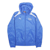 PUMA Mens Blue & White Lightweight Sports Hooded Jacket M Polyamide Plain Zip