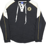 REEBOK Womens Black & White Bruins Hoodie M Lace Up Cotton Blend