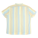 LUX Mens Yellow Blue Beige Cotton Striped Shirt L Casual Summer Polo