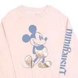 DISNEY Womens Pink Mickey Mouse Crew Neck M Cotton Blend Sweatshirt