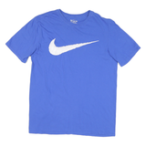 NIKE Mens Blue T-Shirt L Short Sleeve Crew Neck Cotton Blend Sportswear