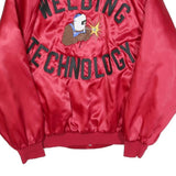WEST ARK Mens Red Satin Bomber Jacket 2XL Polyester Blend Button Closure